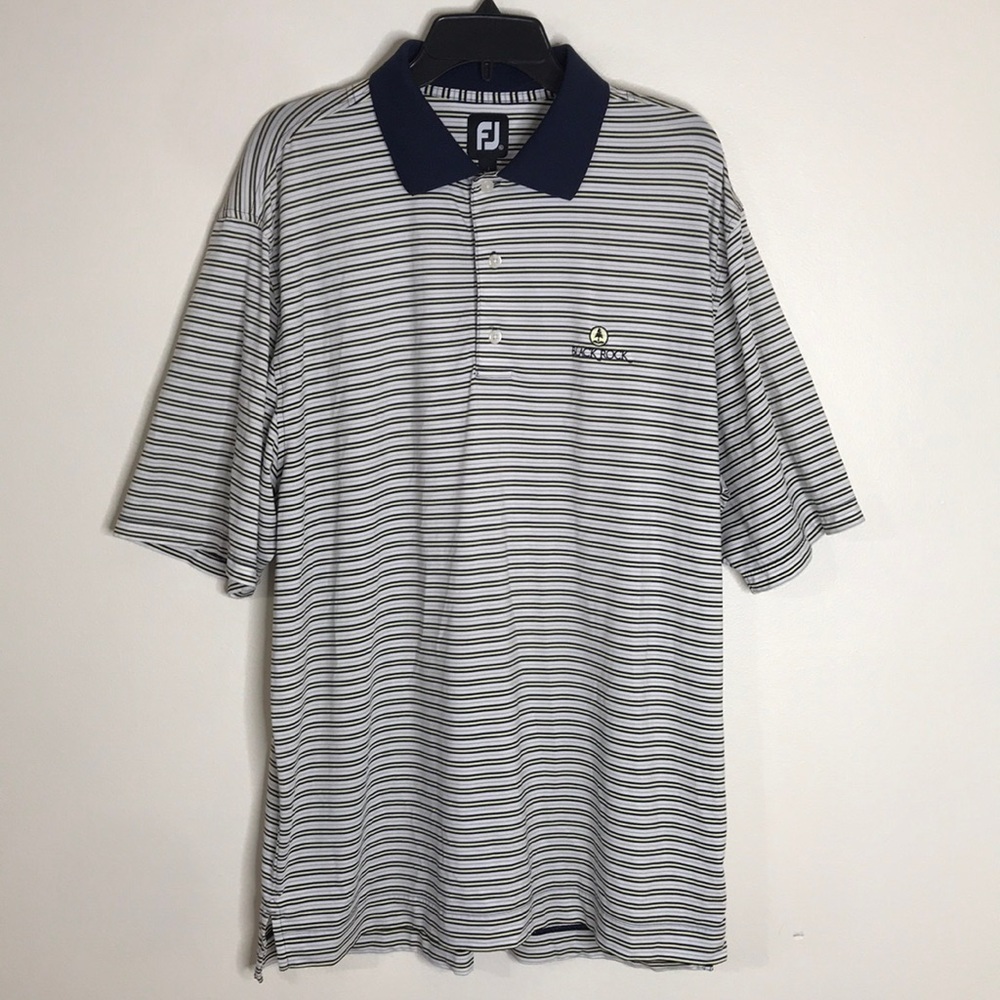 Footjoy mens lightweight golf short sleeve polo‎ shirt size XL black rock logo